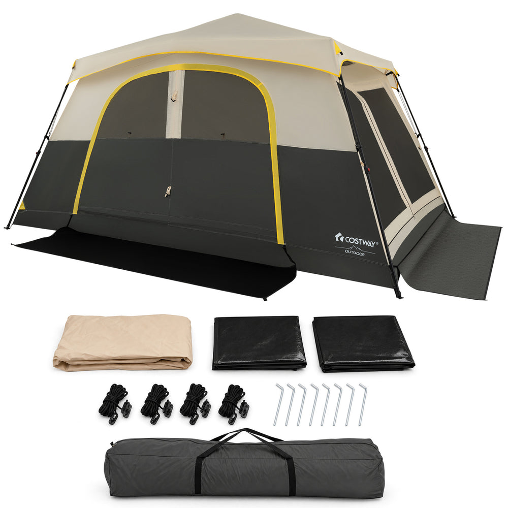 10 Person Instant Cabin Camping Tent with Rainfly 13 ft x 9 ft Portable Large Family Tent-Beige - Gallery View 1 of 12
