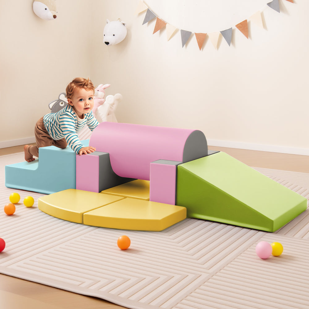10-Piece Foam Climbing Toys for Toddlers Soft Foam PU Leather Building Blocks-Yellow - Gallery View 1 of 10