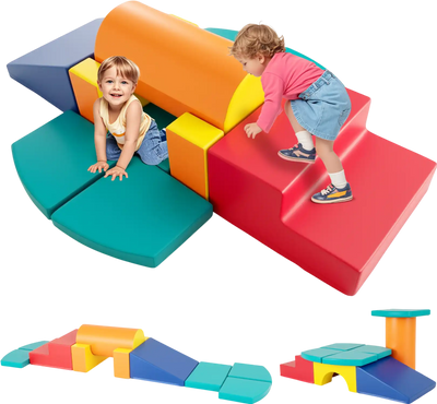 Costway 10-Piece Foam Climbing Toys for Toddlers Soft PU Leather Building Blocks 21381651 New