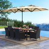 10 Piece Outdoor Dining Set with 15 Feet Double-Sided Twin Umbrella-Beige - Gallery View 1 of 6