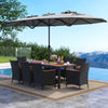 10 Piece Outdoor Patio Dining Set with 15 Feet Double-Sided Twin Umbrella-Gray - Gallery View 1 of 6