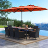 10 Piece Outdoor Patio Dining Set with 15 Feet Double-Sided Twin Umbrella-Orange - Gallery View 1 of 6
