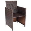 Armchair from the 10 Pieces Outdoor Patio Dining Set, made of brown PE wicker with ergonomic design for comfortable.