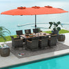 10 Pieces Patio Wicker Dining Set with 15 Feet Double-Sided Patio Umbrella-Orange - Gallery View 1 of 6