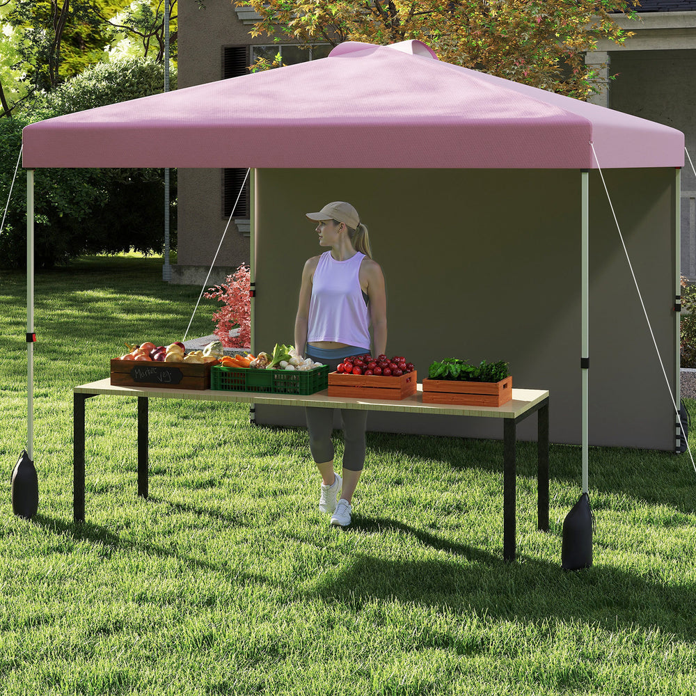 10 X 10 FT Pop up Canopy Tent with 1 Sidewall and Wheeled Bag-Pink - Gallery View 1 of 10