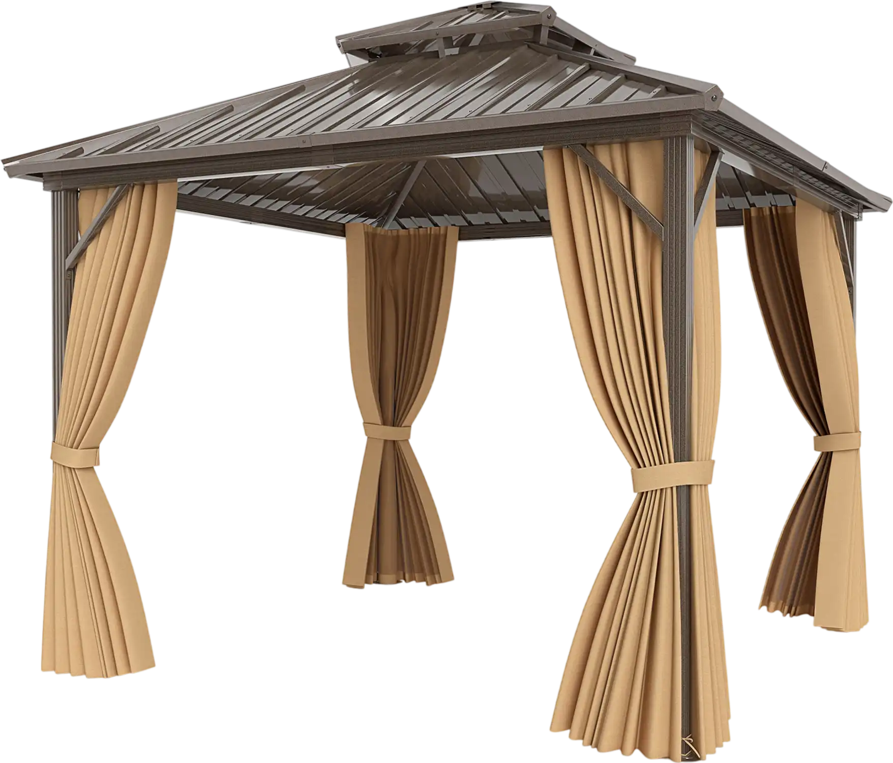 Costway 10' x 10' Hardtop Gazebo w/ Netting & Curtain Patio Backyard 70125847 New