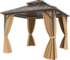 10x10 feet hardtop gazebo with waterproof roof, netting, and curtains for patio and backyard protection.