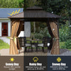 10x10 feet hardtop gazebo with waterproof roof, netting, and curtains for patio protection against sun, rain, and snow.