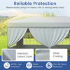 Gray 10 x 20 feet pop-up canopy tent with 6 sidewalls, made of thick Oxford cloth for sun and drizzle protection.