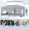 10 x 20 feet gray pop-up canopy tent with 6 sidewalls, featuring adjustable height and transparent windows for.