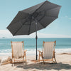 10 ft 3-tier Vented Patio Umbrella with Push Button Tilt-Gray - Gallery View 1 of 10