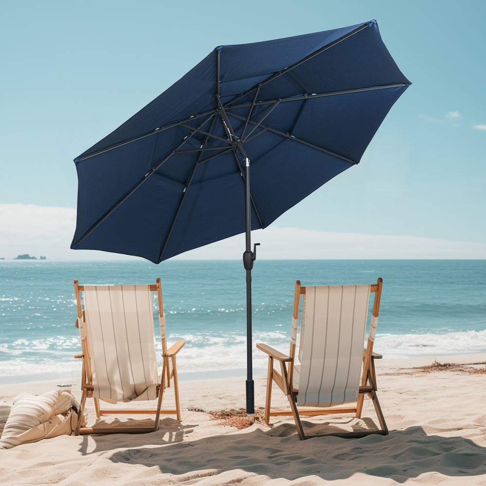 10 ft 3-tier Vented Patio Umbrella with Push Button Tilt-Navy - Gallery View 1 of 10
