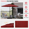 10 ft red patio umbrella with 3-tier vented top, sun-proof polyester fabric, and push button tilt for adjustable shade.