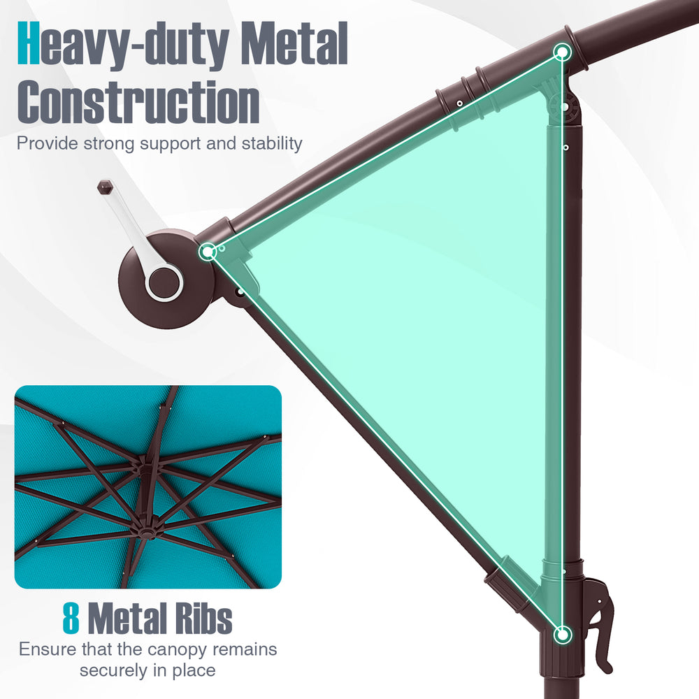 Heavy-duty metal construction of the 10 Ft patio umbrella with 8 ribs, ensuring stability and support for outdoor.