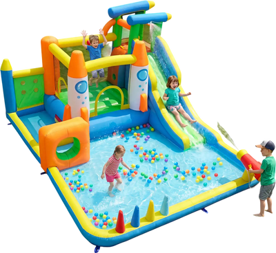 Costway 10-in-1 Inflatable Bounce House Water Slide for Kids 77408081 New