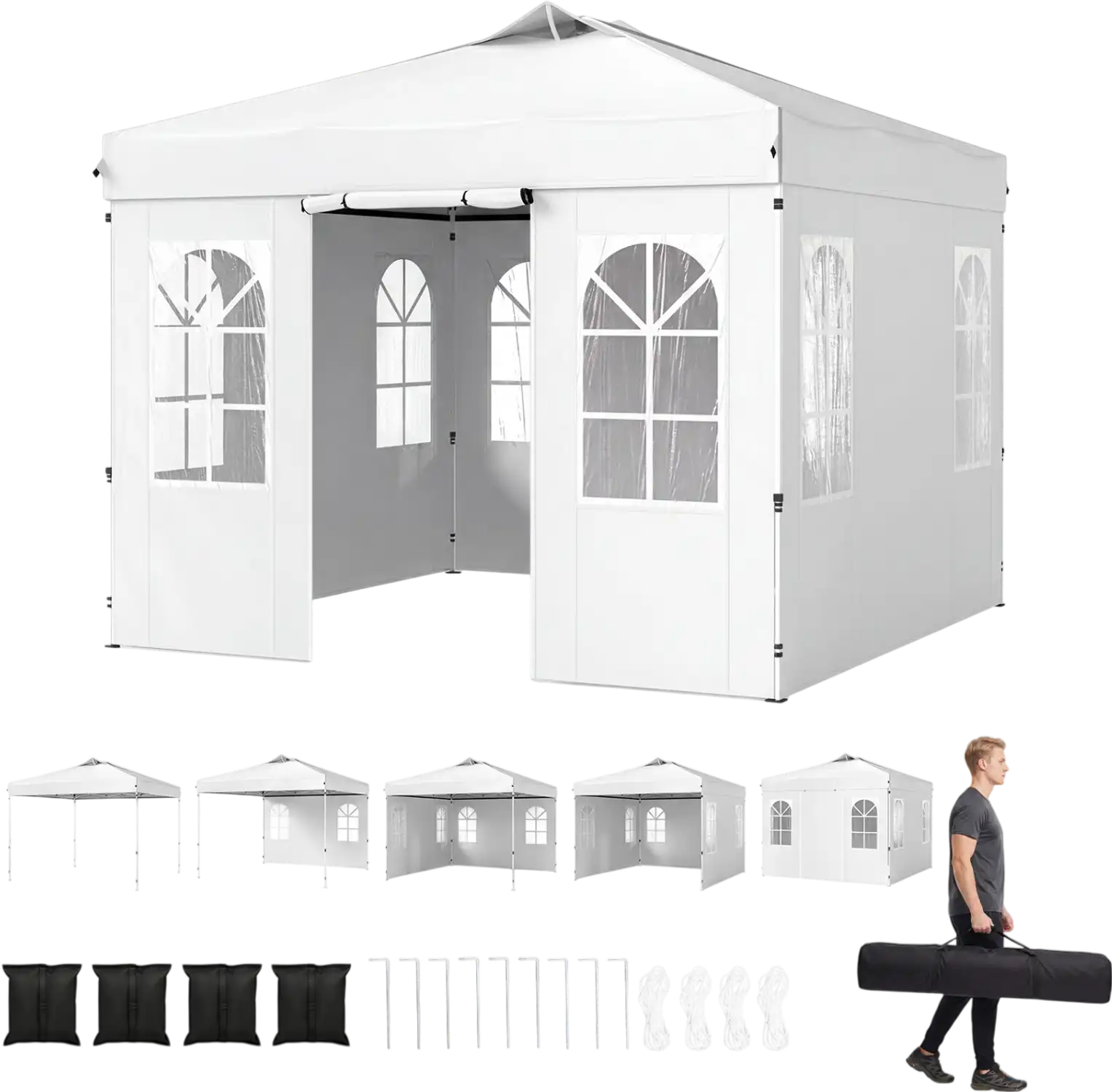 Costway 10' x 10' Pop Up Canopy Tent w/ 4 Sidewalls Adjustable Height Waterproof 25269524 New
