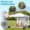 Pop up canopy tent with heavy-duty metal frame, waterproof 210D Oxford fabric, and adjustable height for outdoor events.