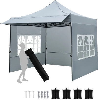 Costway 10' x 10' Pop Up Canopy Tent w/ Sidewalls Awning 32421679 New