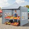 10 x 10 FT Pop up Canopy Tent with Sidewalls and Awning for Party Picnic Event-Gray - Gallery View 1 of 10