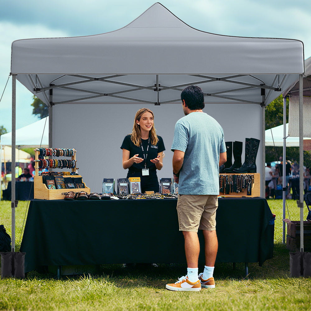 10 x 10 FT Pop up Canopy Tent with 4 Removable Sidewalls and Wheeled Bag-Gray - Gallery View 1 of 13
