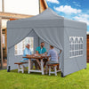 Gray 10 x 10 FT pop-up canopy tent with removable sidewalls, ideal for outdoor gatherings and events.