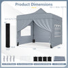 10 x 10 FT gray pop-up canopy tent with 4 removable sidewalls, dimensions, and accessories for outdoor events.