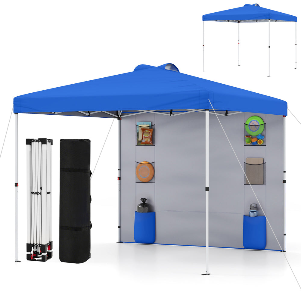 10 x 10 ft Pop up Canopy Tent with Sidewall 6 Pockets Instant Setup Commercial Gazebo-Gray