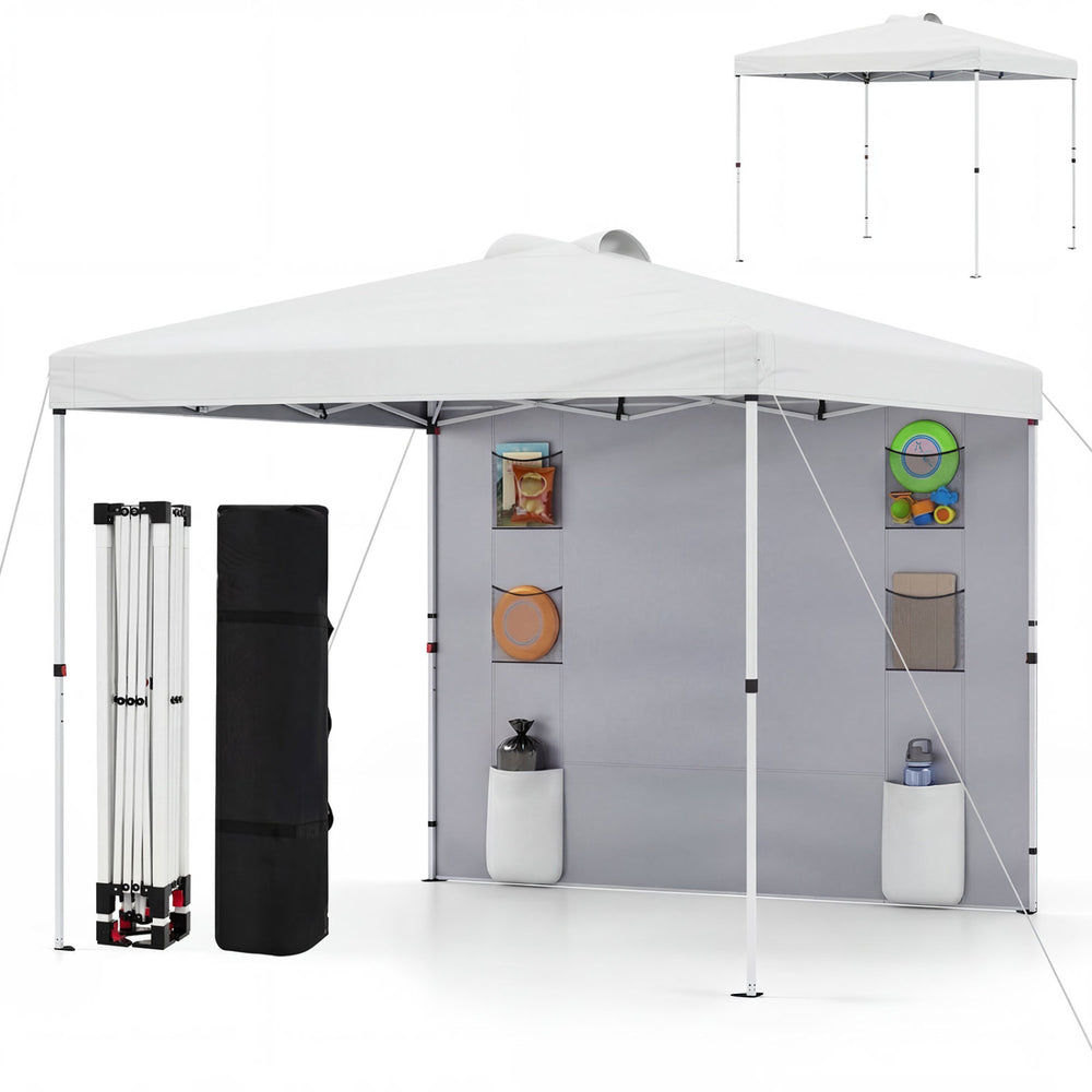 10 x 10 FT Pop up Canopy Tent with Sidewall 6 Pockets Instant Setup Commercial Gazebo-White - Gallery View 1 of 1