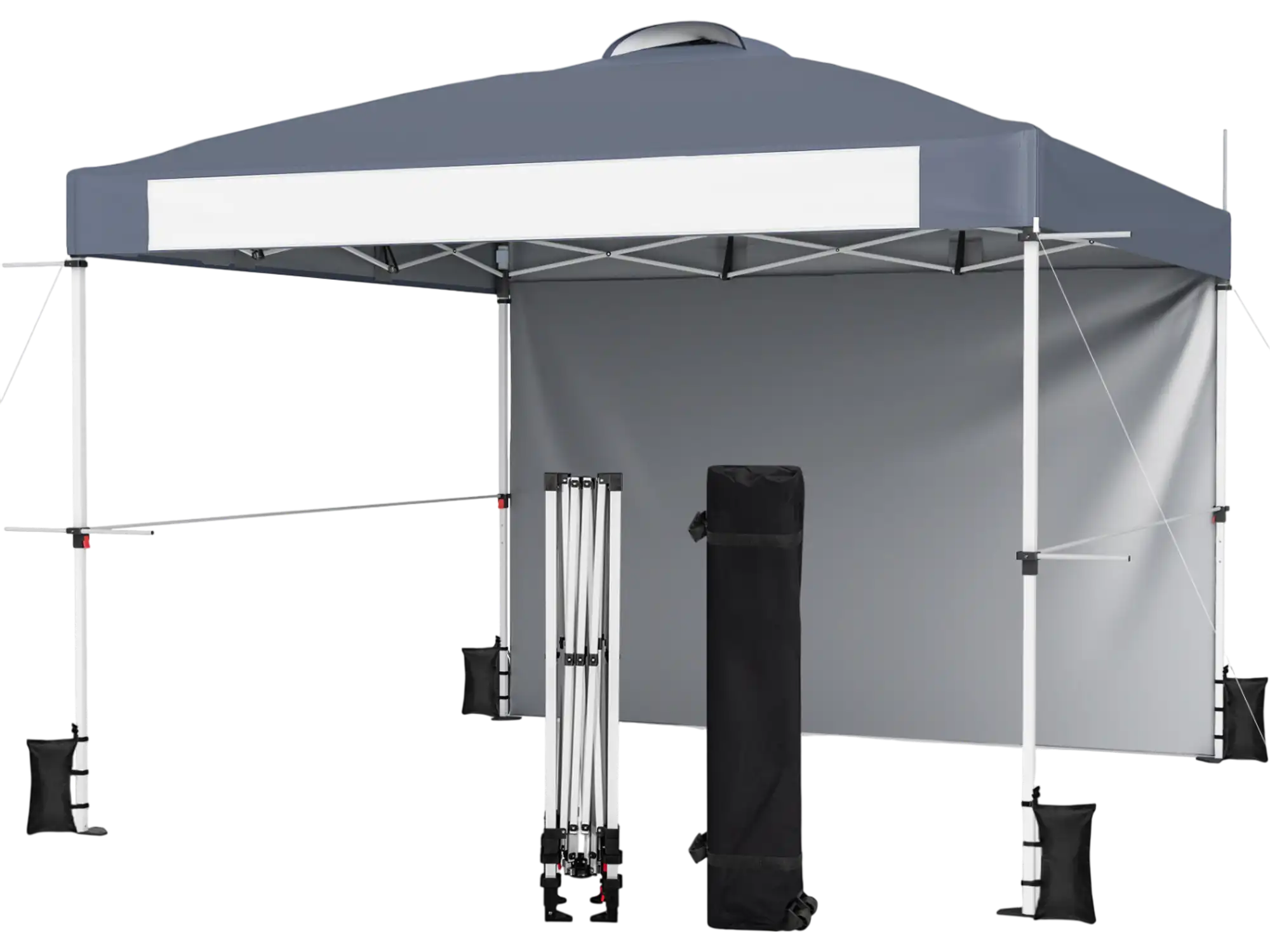 Costway 10' x 10' Foldable Commercial Pop-Up Canopy Tent w/ Roller Bag & Banner Strip 57326194 New
