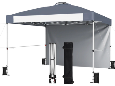 Costway 10' x 10' Foldable Commercial Pop-Up Canopy Tent w/ Roller Bag & Banner Strip 57326194 New