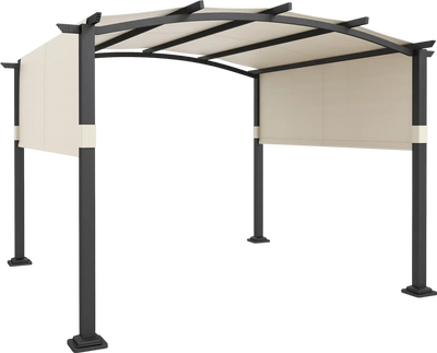 Costway 10' x 10' Outdoor Pergola Gazebo w/ Retractable Canopy 58714329 New
