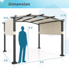 10 x 10 ft outdoor pergola with arched design, featuring a retractable beige canopy for optimal shade in any garden.