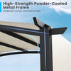 Close-up of the high-strength powder-coated metal frame of the 10 x 10 ft outdoor pergola, ensuring durability and.
