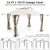 10' x 12' beige gazebo replacement top with air vent, drainage holes, and flame-retardant polyester for outdoor.