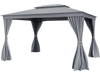 Gray 10 x 13 feet patio gazebo with double roof, mesh netting, and privacy curtains for outdoor gatherings.