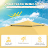 Vented top of a yellow 10 x 17 feet pop-up canopy tent, designed for better air flow and sun protection.