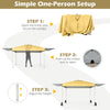 Adjustable yellow pop-up canopy tent with dual awnings, perfect for outdoor gatherings and easy solo setup.