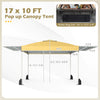 10 x 17 feet yellow pop-up canopy tent with dual adjustable awnings for outdoor gatherings and sun protection.