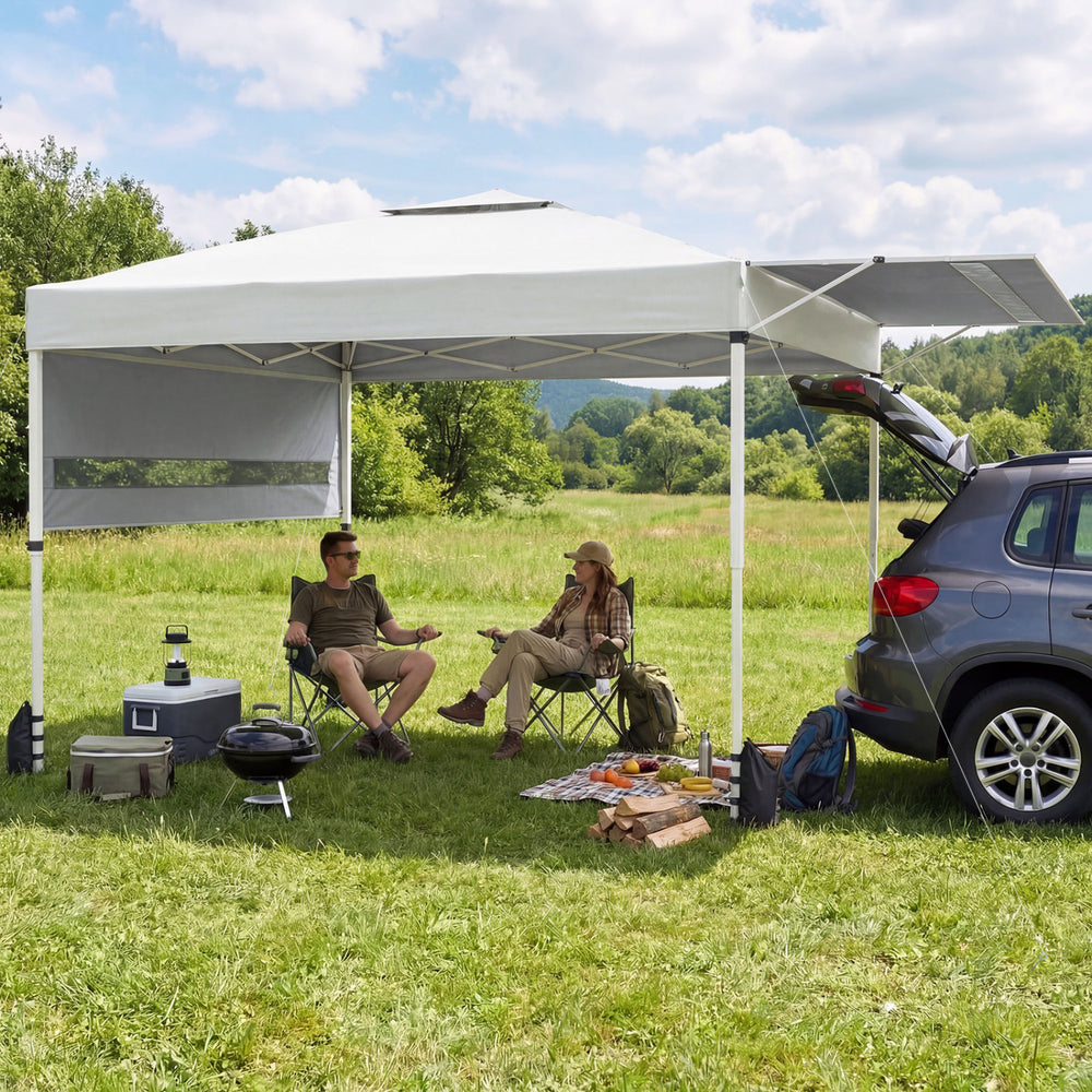 10 x 17 Feet Pop Up Canopy Tent with Dual Adjustable Awnings-White - Gallery View 1 of 11