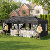 10 x 20 FT Pop Up Canopy Tent with 6 Sidewalls and Adjustable Height-Black - Gallery View 1 of 11