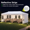 Pop up canopy tent with 6 sidewalls, adjustable height, and reflective strips for enhanced nighttime visibility and safety.