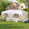 10 x 20 FT Pop Up Canopy Tent with 6 Sidewalls and Adjustable Height-White - Gallery View 1 of 11