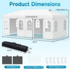 Pop up canopy tent measuring 10 x 20 ft with adjustable height, 6 sidewalls, and durable water-resistant fabric for outdoor events.