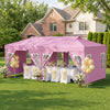 10 x 20 FT Pop Up Canopy Tent with 6 Sidewalls and Adjustable Height-Pink - Gallery View 1 of 11