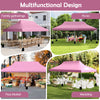 Pink 10 x 20 ft pop-up canopy tent with adjustable height, perfect for outdoor events like weddings and picnics.
