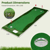 10 x 3.5ft golf putting green featuring three hole cups and flags, ideal for home, backyard, or office practice.