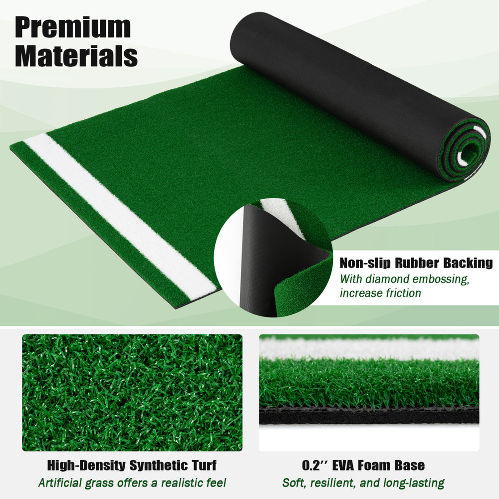 Baseball and softball hitting mat with home plate, featuring green synthetic turf and anti-slip rubber backing for safe.