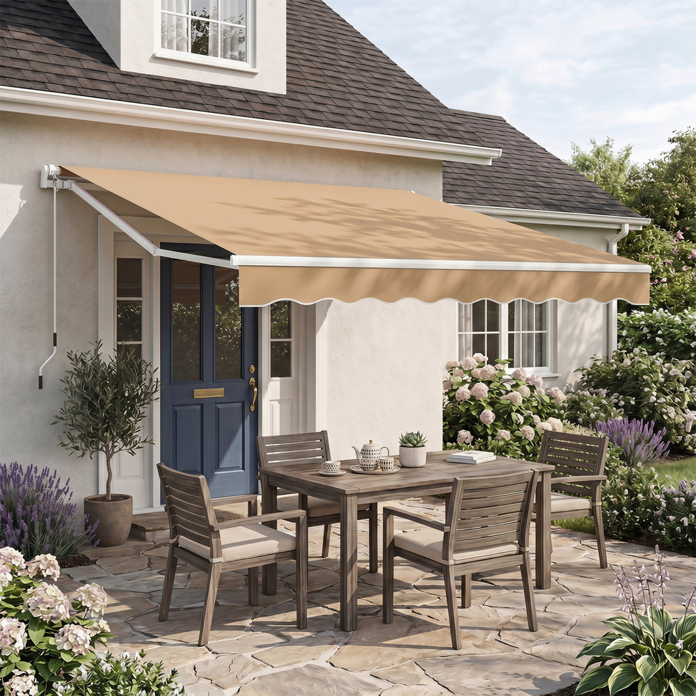 10 x 8.2 Feet Retractable Awning with Easy Opening Manual Crank Handle-Brown - Gallery View 1 of 10