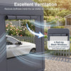 Portable garage featuring a gray waterproof PE cover, dual doors, and four roll-up mesh windows for excellent ventilation.
