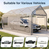 Portable garage with a waterproof PE cover and dual doors, suitable for cars, trucks, and boats for outdoor protection.